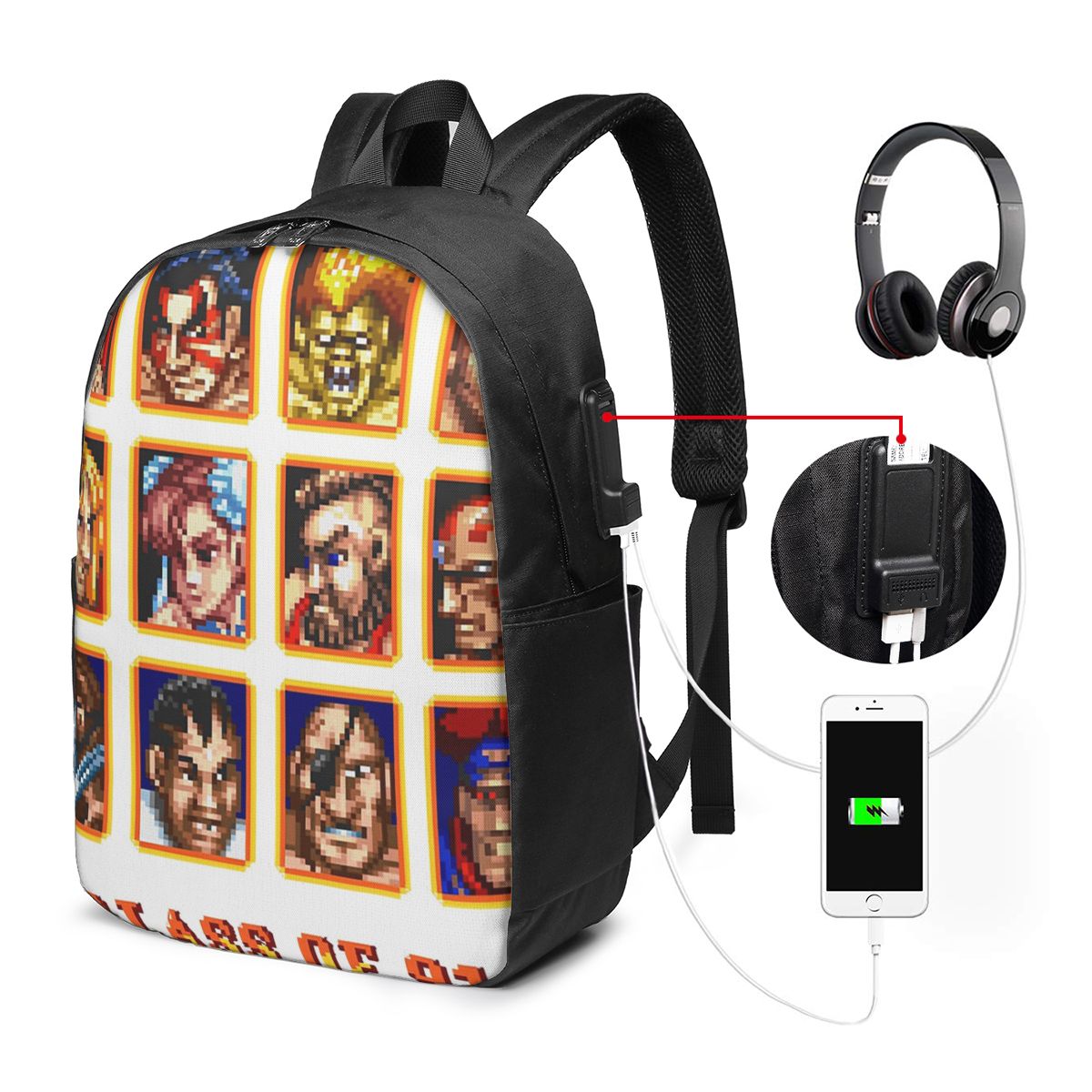 Backpacks - Mochila Defeated Portraits Super Street Fighter,