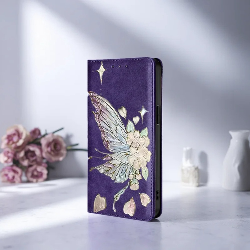 Wallets - Funda de cuero con tapa magnética
