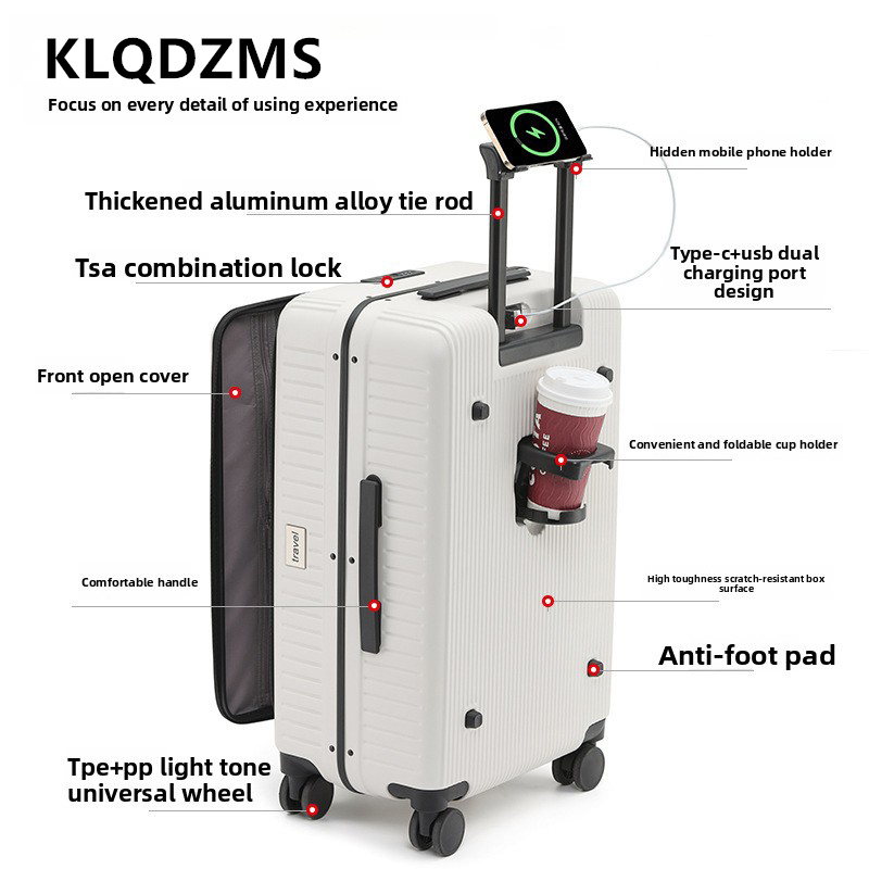 KLQDZMS Maleta con ruedas de 2 - Front Opening Laptop Luggage 24 Inch reseña y precio