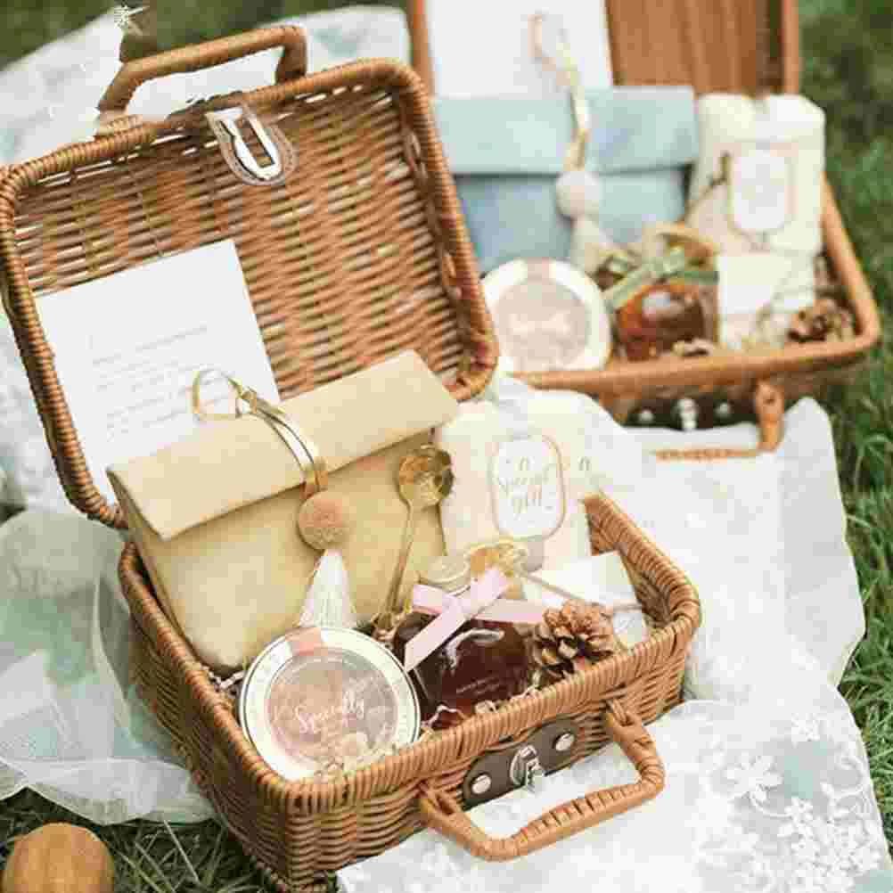 Cesta de mimbre para almacenam - Retro Vintage Trunk Suitcase reseña y precio